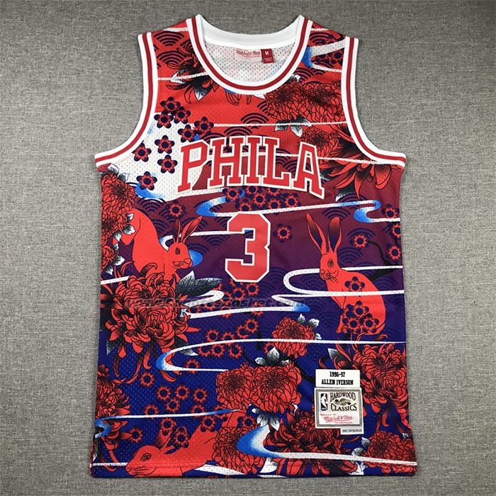 Maglia Philadelphia 76ers Allen Iverson #3 Mitchell & Ness Lunar New Year Rosso